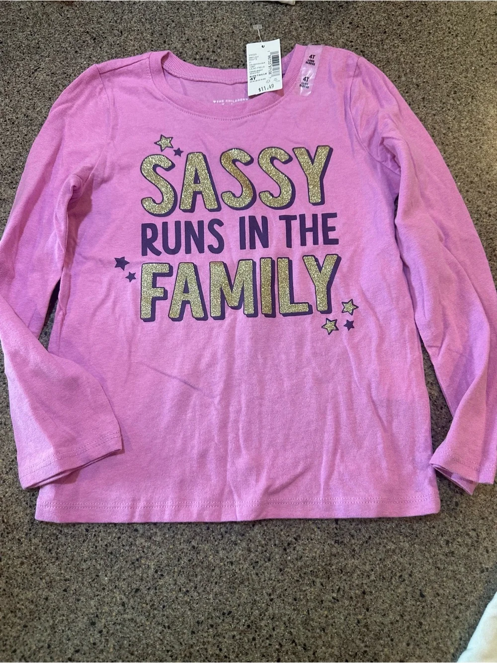 Girls' Pink 'Sassy Runs in the Family' Long-Sleeve Top